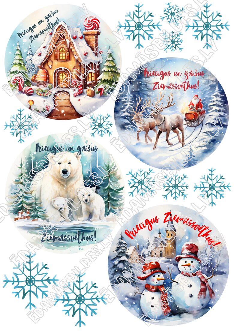 Cukura papīrs ar apdruku "Ziemassvētku Bento kūka"